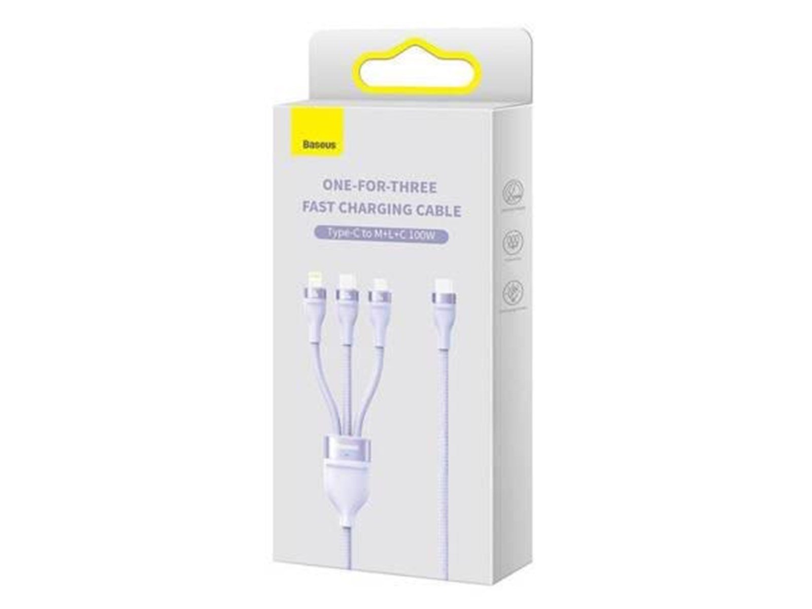 Baseus 3in1 USB cable  Flash Series 2 USB-C + micro USB + Lightning 100W 1.5m (purple) Baseus 3in1 USB cable  Flash Series 2 USB-C + micro USB + Lightning 100W 1.5m (purple)